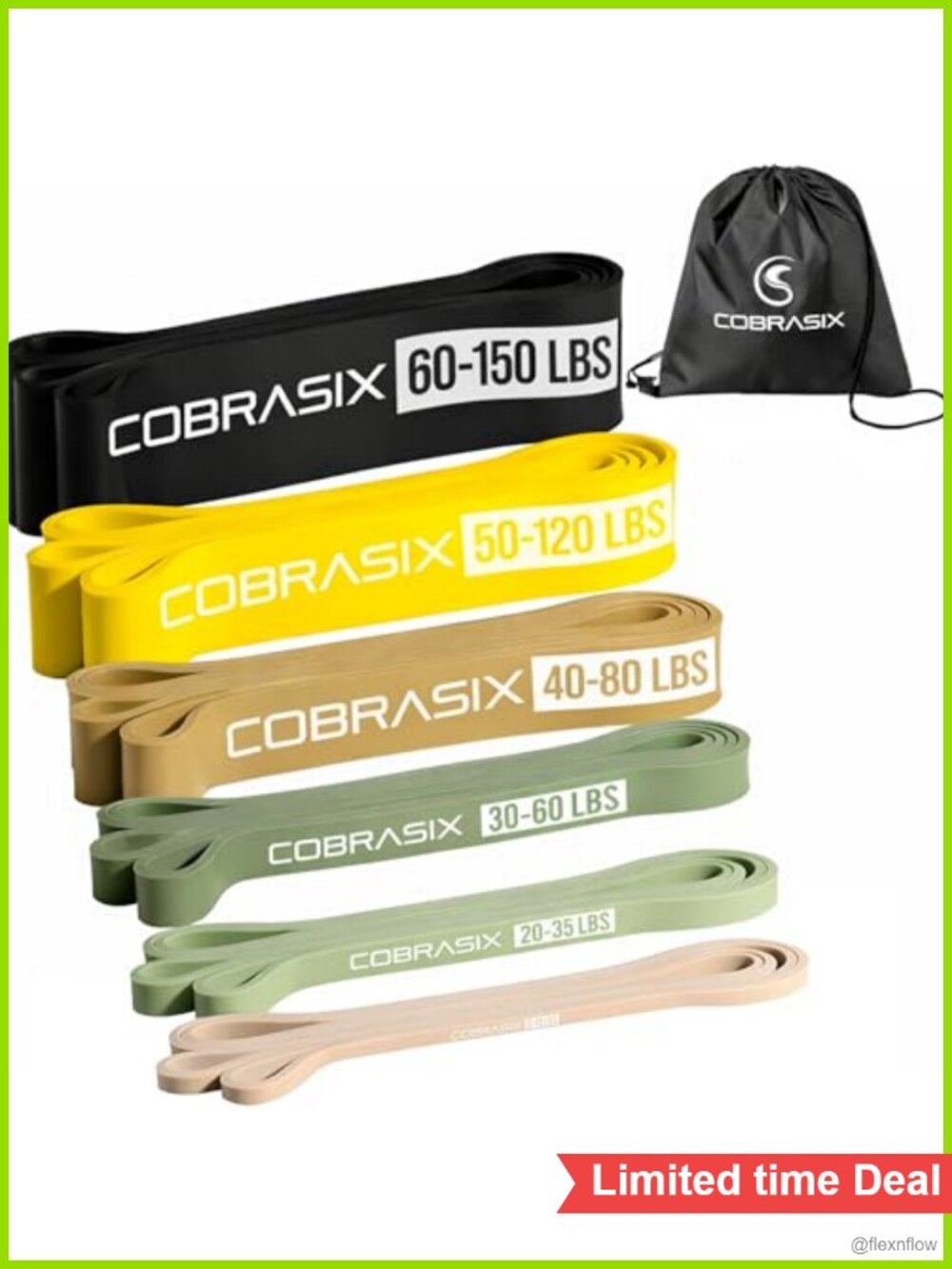 SET OF 6 NATURAL LATEX RESISTANCE BANDS EXERCISE WORKOUT